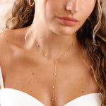 collier sautoir en acier inoxydable et perle pour femme 