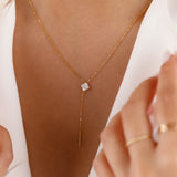 collier sautoir en acier inoxydable et nacre pour femme 