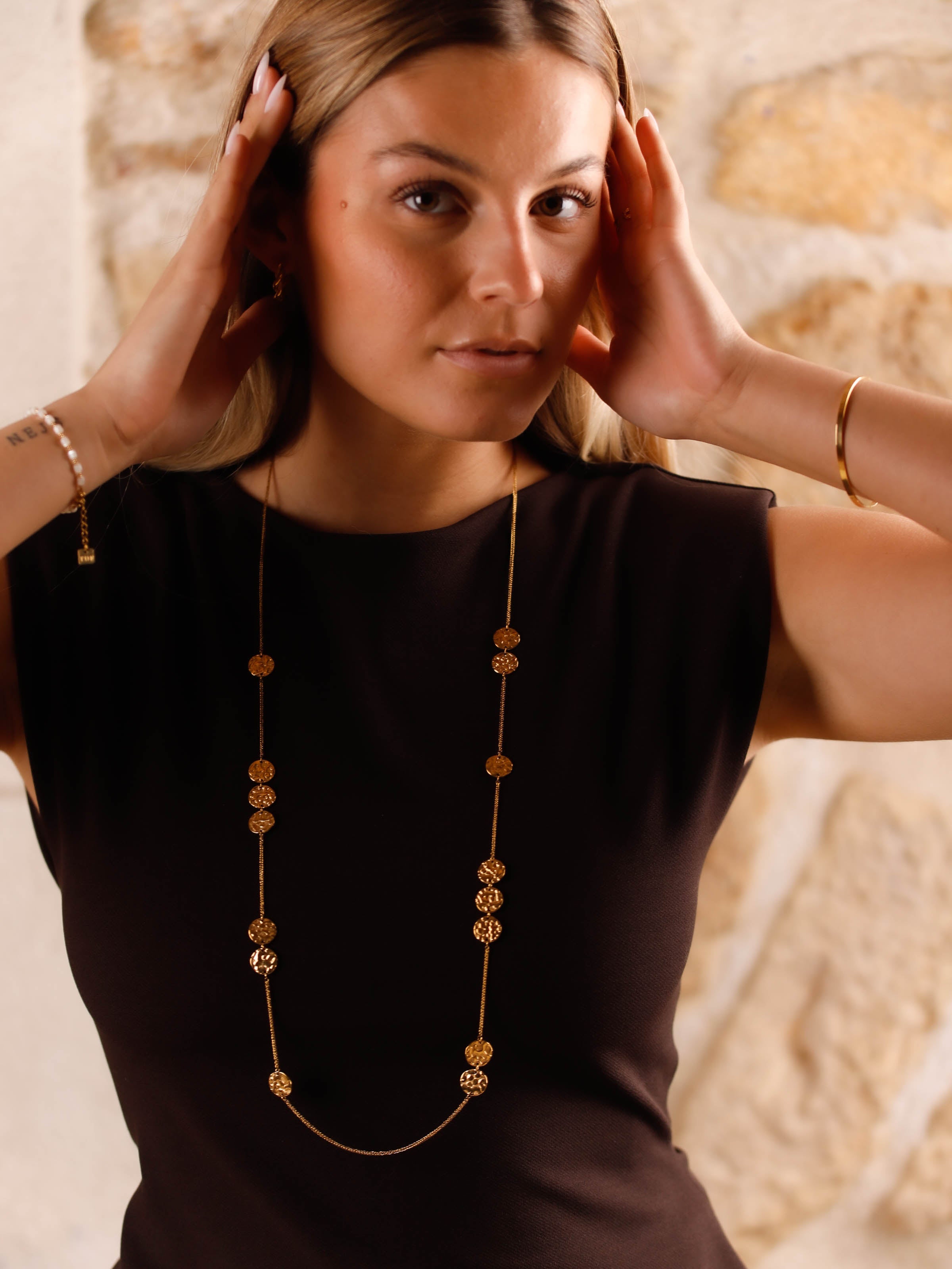 collier sautoir en acier inoxydable pour femme 