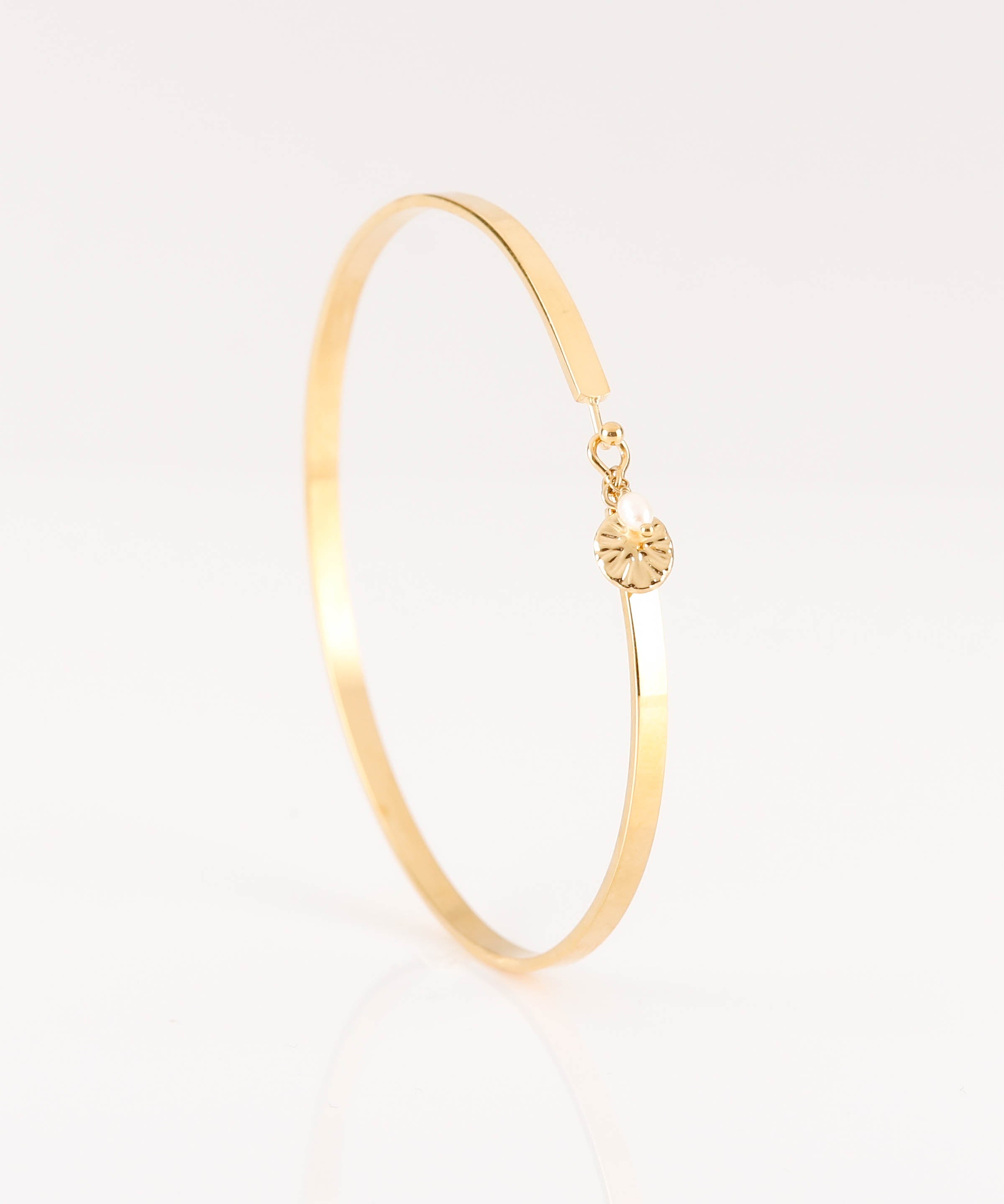 bracelet jonc en acier inoxydable et nacre pour femme 