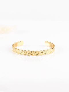 bracelet jonc en acier inoxydable martelé réglable pour femme 
