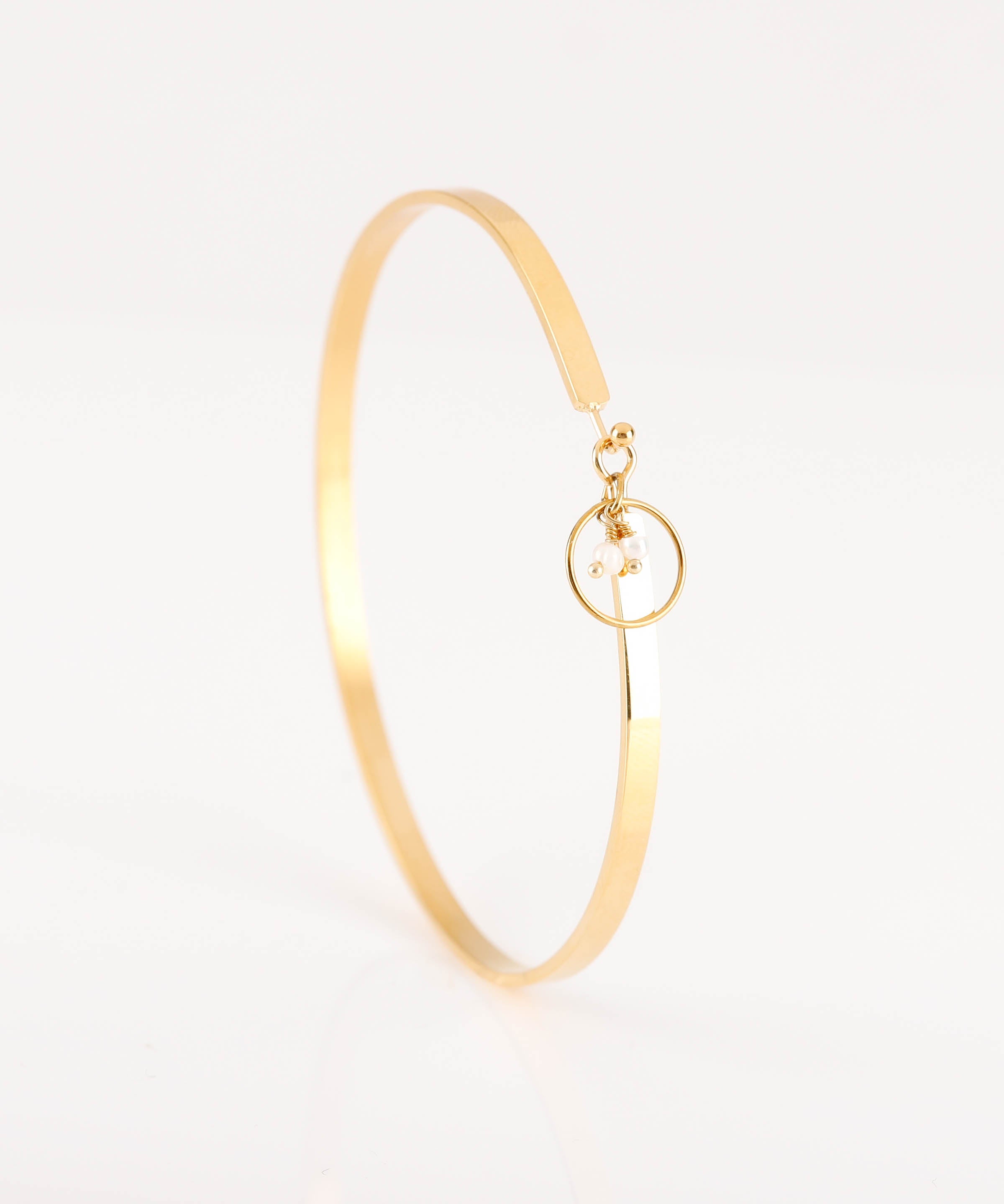 bracelet jonc en acier inoxydable et nacre pour femme 