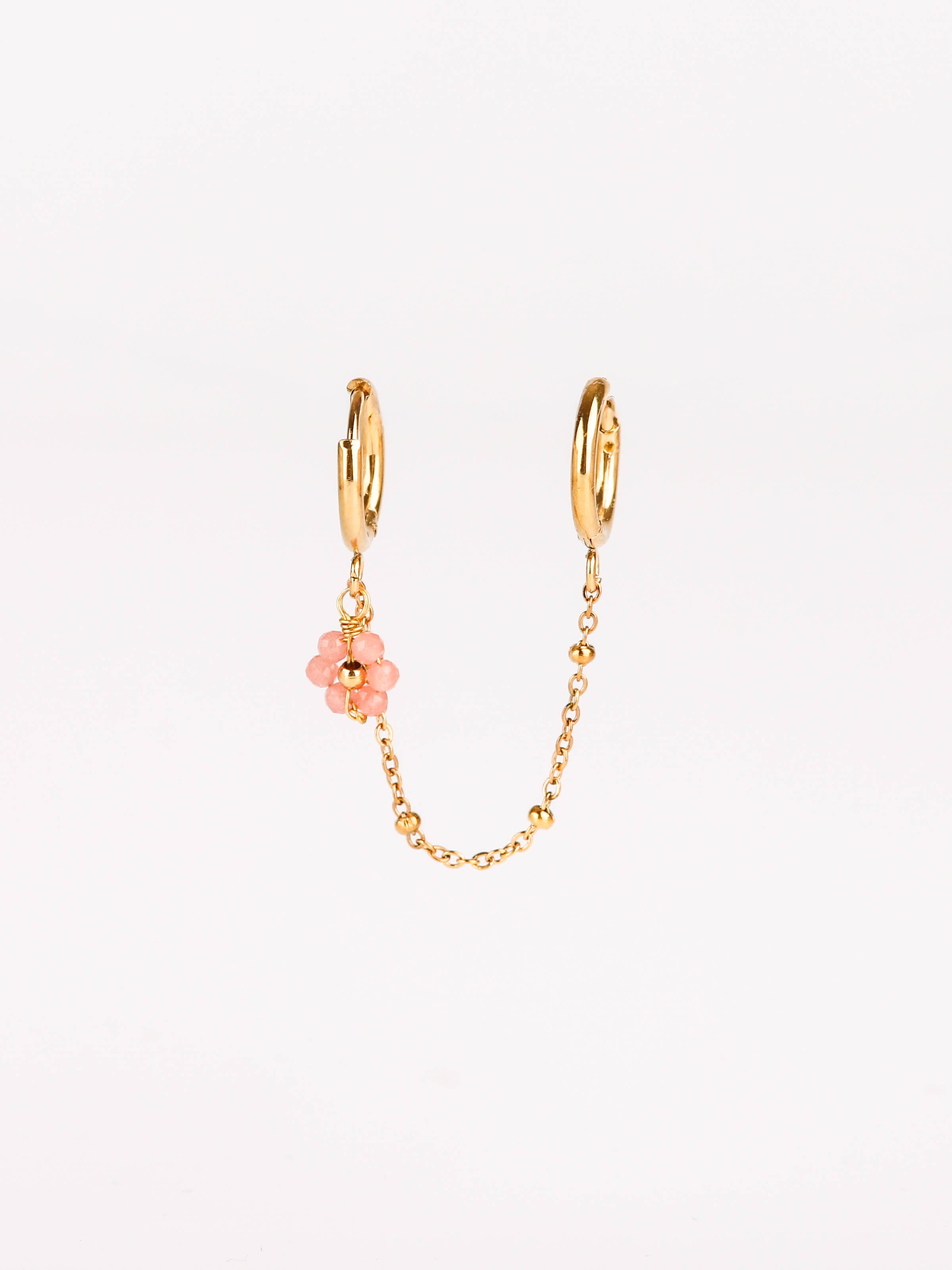 mono boucles d'oreilles en acier inoxydable avec fleur rose pour femme 
