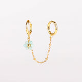 mono boucles d'oreilles en acier inoxydable avec fleur bleu pour femme 