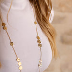 collier sautoir martelés en acier inoxydable pour femme