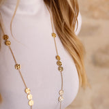 collier sautoir martelés en acier inoxydable pour femme
