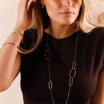 collier sautoir en acier inoxydable avec maillons pour femme 