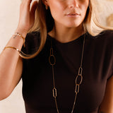collier sautoir en acier inoxydable avec maillons pour femme 